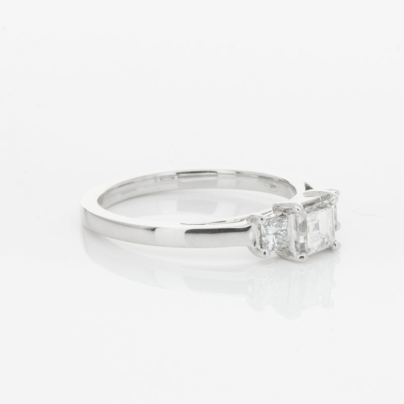 18ct White Gold .46ct Emerald Cut Diamond Olympus Ring-Ring-Walker & Hall