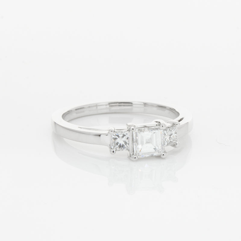 18ct White Gold .46ct Emerald Cut Diamond Olympus Ring-Ring-Walker & Hall