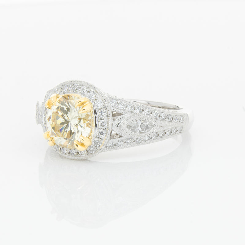 18ct White Gold Yellow Diamond Ring-Ring-Walker & Hall