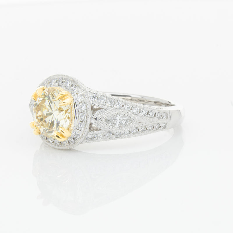 18ct White Gold Yellow Diamond Ring-Ring-Walker & Hall