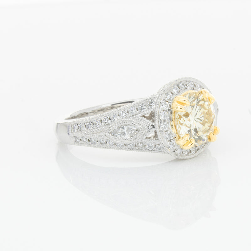 18ct White Gold Yellow Diamond Ring-Ring-Walker & Hall