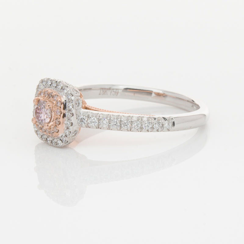 18ct White & Rose Gold Pink Diamond Ring-Ring-Walker & Hall