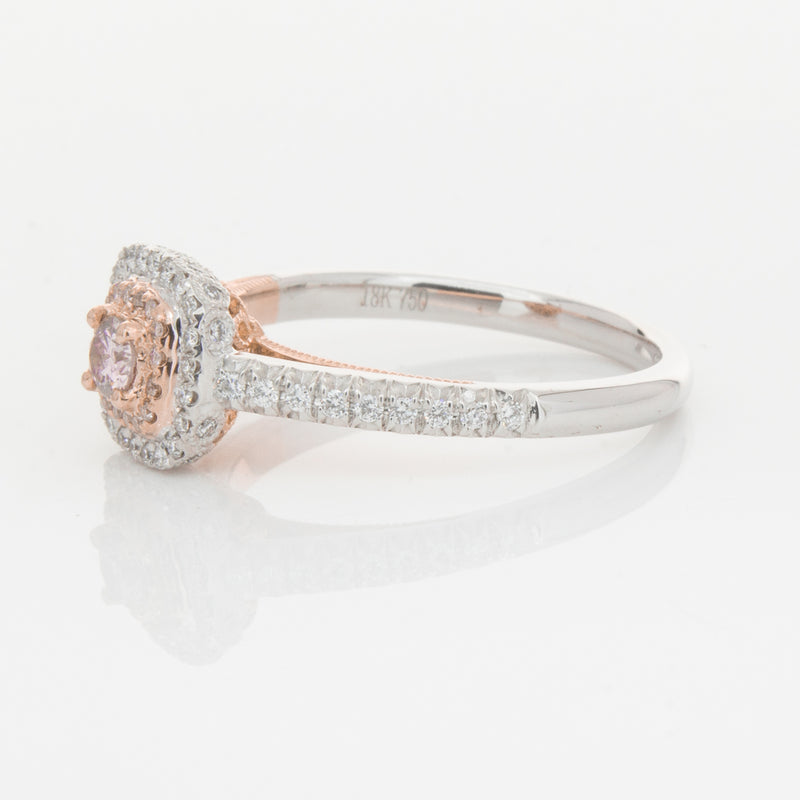 18ct White & Rose Gold Pink Diamond Ring-Ring-Walker & Hall