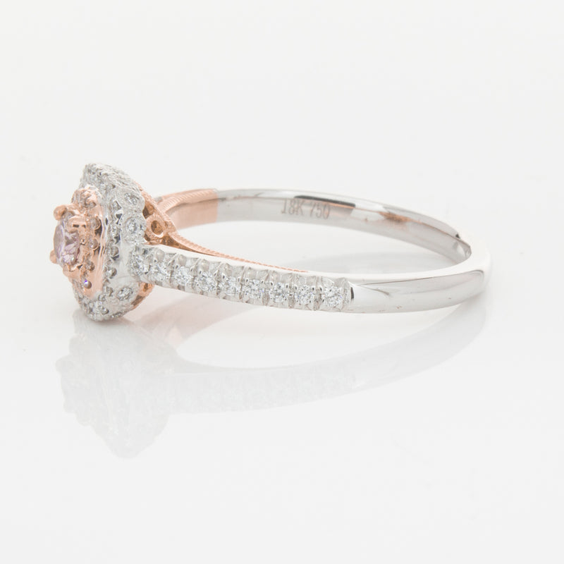 18ct White & Rose Gold Pink Diamond Ring-Ring-Walker & Hall