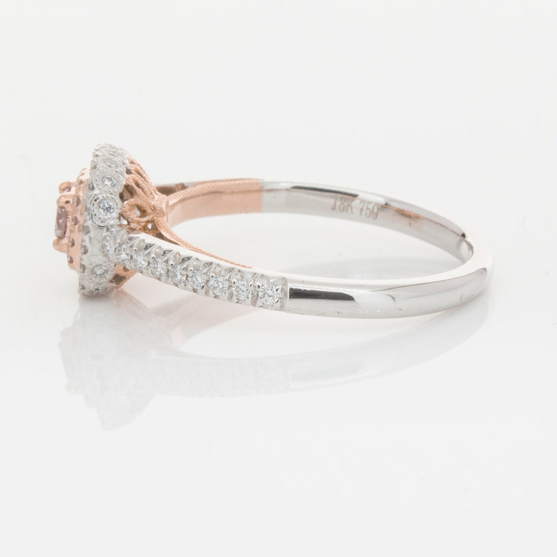 18ct White & Rose Gold Pink Diamond Ring-Ring-Walker & Hall