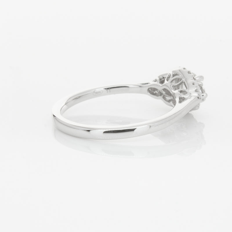 18ct White Gold Diamond Posie Ring-Ring-Walker & Hall