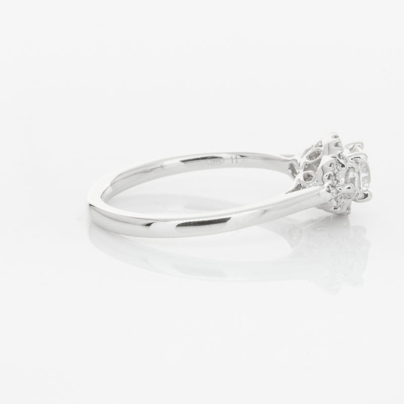 18ct White Gold Diamond Posie Ring-Ring-Walker & Hall