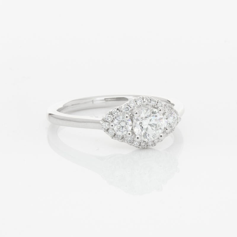 18ct White Gold Diamond Posie Ring-Ring-Walker & Hall