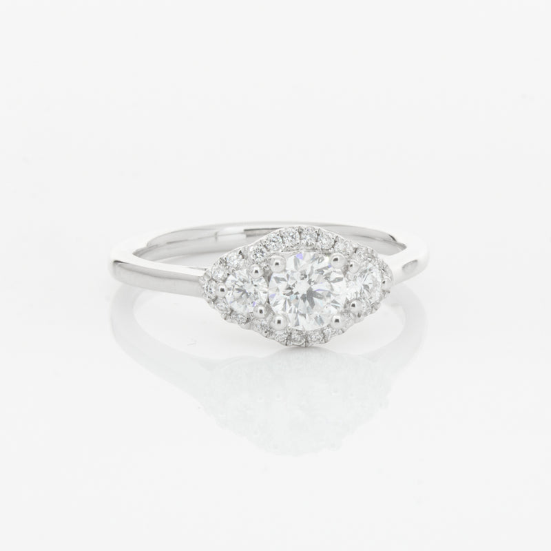 18ct White Gold Diamond Posie Ring-Ring-Walker & Hall