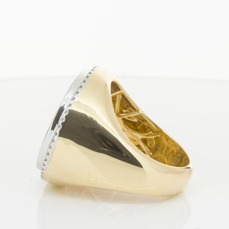 14ct Yellow Gold Diamond Halo Ring with Sovereign-Ring-Walker & Hall