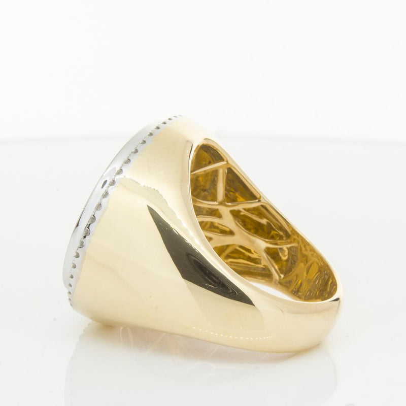 14ct Yellow Gold Diamond Halo Ring with Sovereign-Ring-Walker & Hall