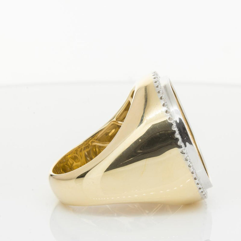 14ct Yellow Gold Diamond Halo Ring with Sovereign-Ring-Walker & Hall