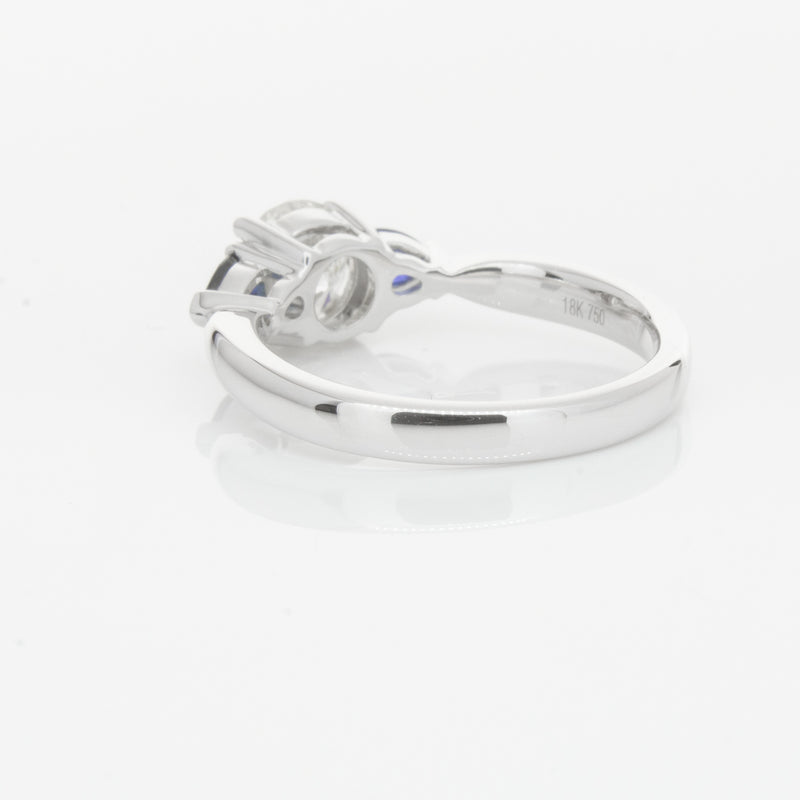 18ct White Gold Diamond & Sapphire Ring-Ring-Walker & Hall