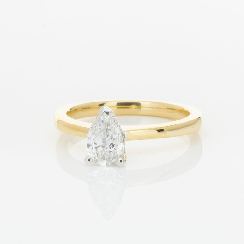 18ct Yellow Gold .70ct Pear Cut Diamond Ring-Ring-Walker & Hall