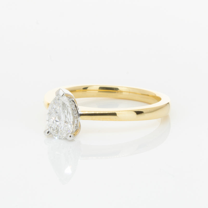 18ct Yellow Gold .70ct Pear Cut Diamond Ring-Ring-Walker & Hall