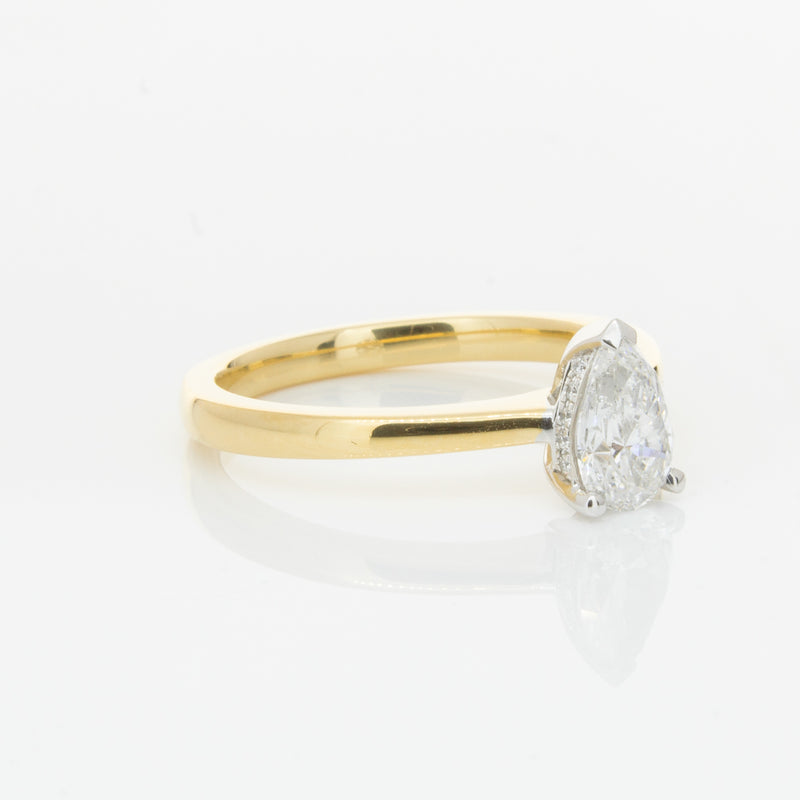 18ct Yellow Gold .70ct Pear Cut Diamond Ring-Ring-Walker & Hall