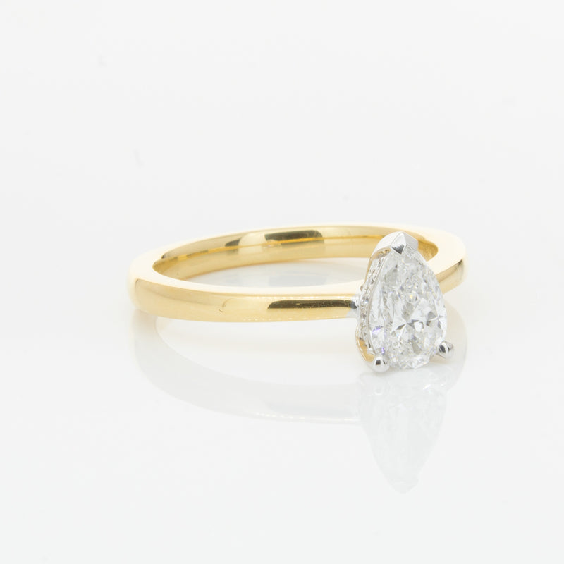 18ct Yellow Gold .70ct Pear Cut Diamond Ring-Ring-Walker & Hall