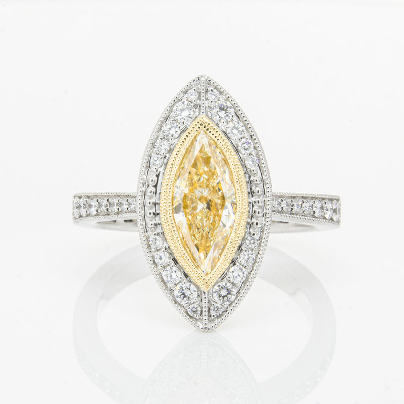 18ct White & Yellow Gold Yellow Diamond Ring-Ring-Walker & Hall