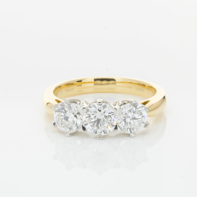 18ct Yellow Gold 1.52ct Diamond Trilogy Ring-Ring-Walker & Hall