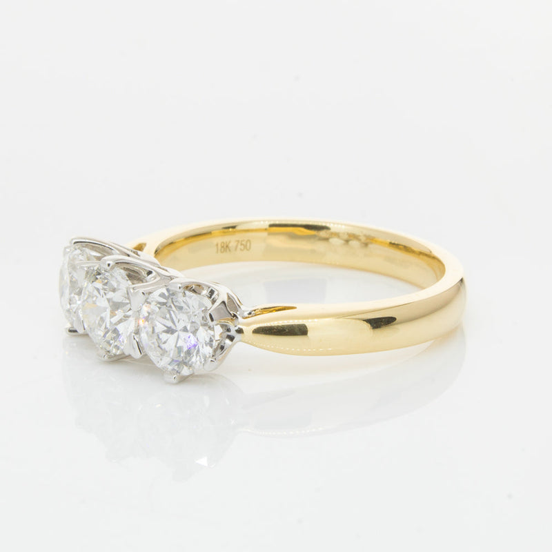 18ct Yellow Gold 1.52ct Diamond Trilogy Ring-Ring-Walker & Hall