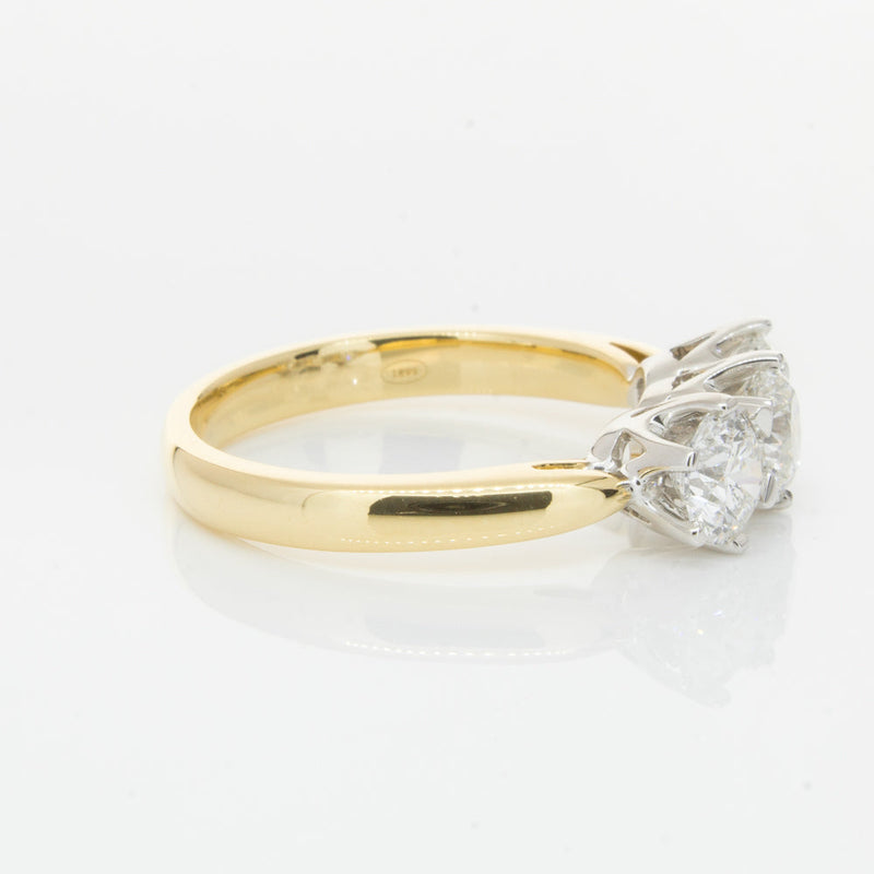 18ct Yellow Gold 1.52ct Diamond Trilogy Ring-Ring-Walker & Hall
