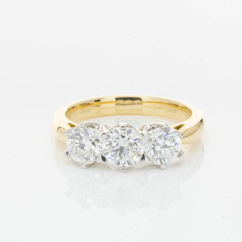 18ct Yellow Gold 1.52ct Diamond Trilogy Ring-Ring-Walker & Hall