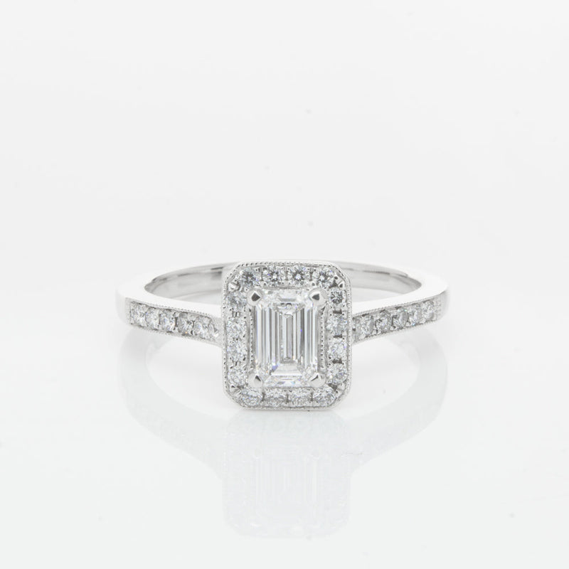 18ct White Gold .40ct Emerald Cut Diamond Aria Ring-Ring-Walker & Hall