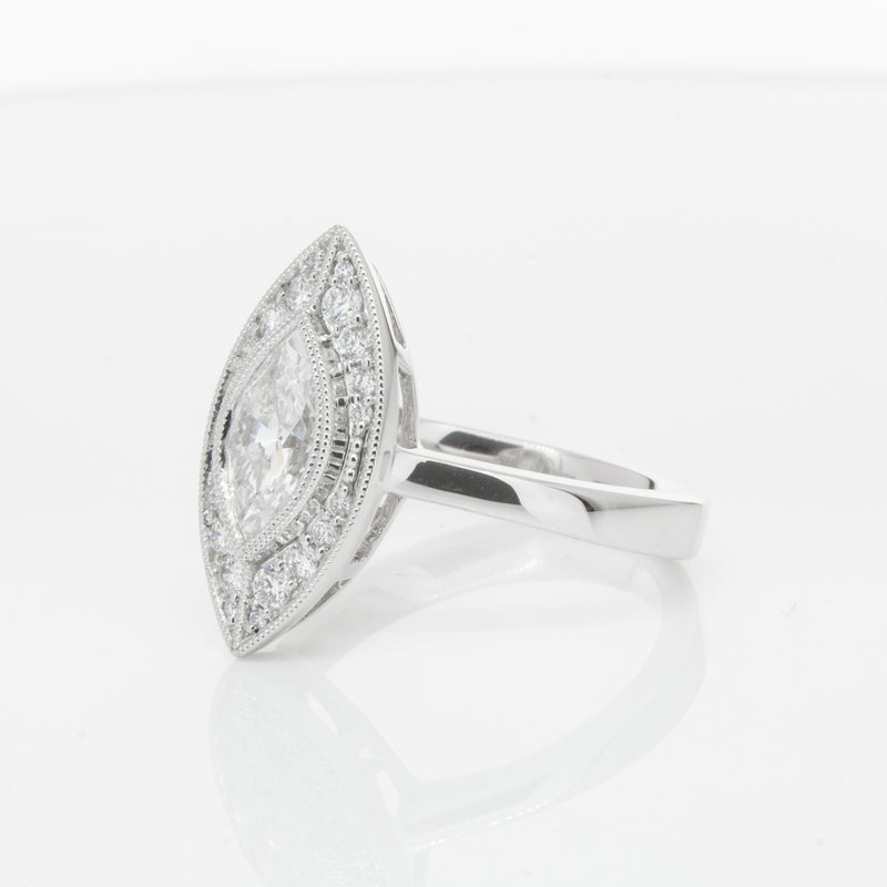 18ct White Gold 1.00ct Marquise Diamond Ring-Ring-Walker & Hall