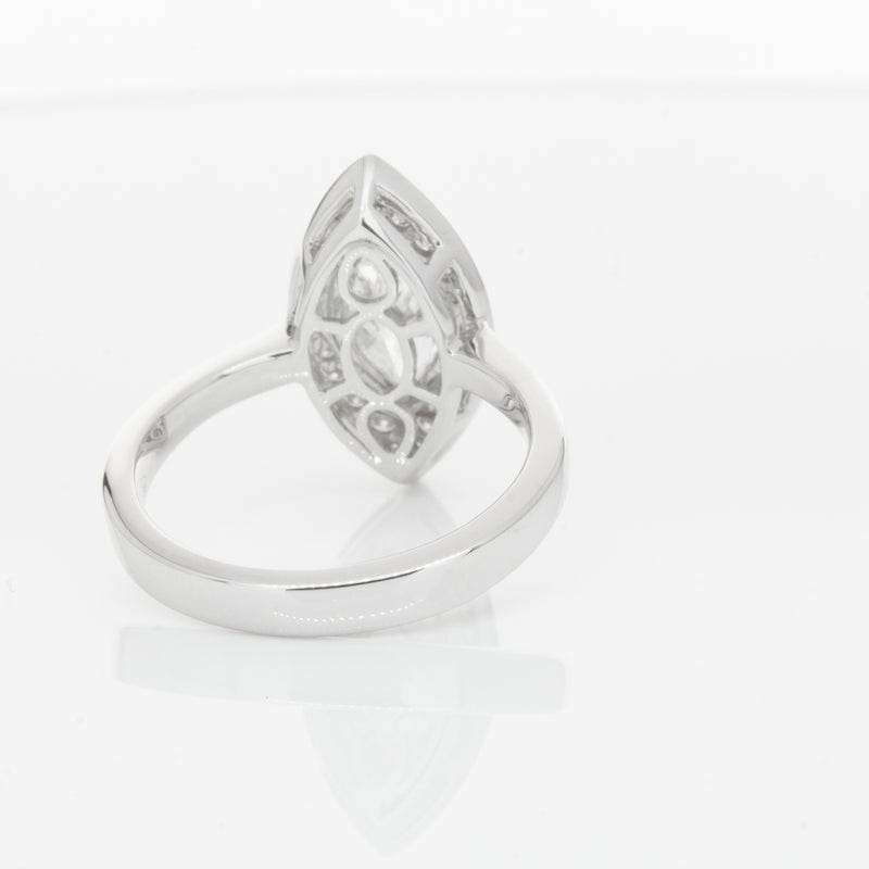 18ct White Gold 1.00ct Marquise Diamond Ring-Ring-Walker & Hall