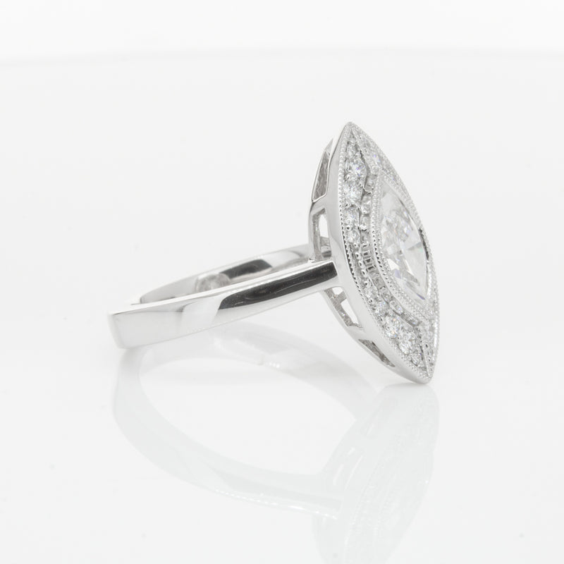 18ct White Gold 1.00ct Marquise Diamond Ring-Ring-Walker & Hall