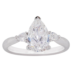 18ct White Gold 2.00ct Pear Diamond Ring - Walker & Hall