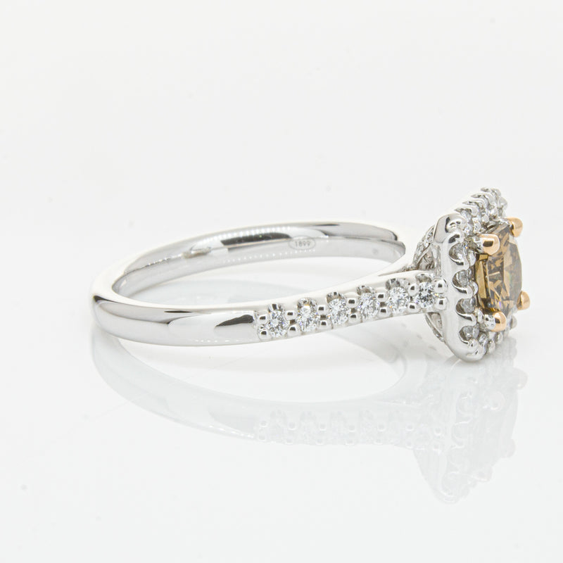 18ct White Gold .72ct Mocha Princess Cut Diamond Manhattan Ring-Ring-Walker & Hall