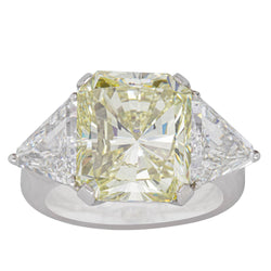 Platinum 10.09ct Radiant Cut Yellow Diamond Ring - Walker & Hall