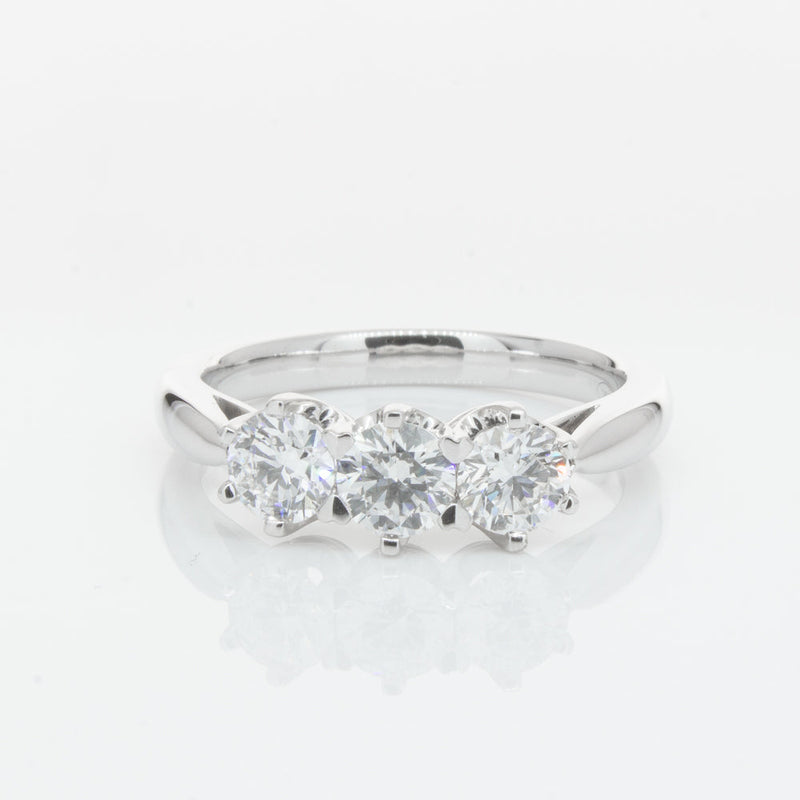 18ct White Gold 1.01ct Diamond Trilogy Ring-Ring-Walker & Hall
