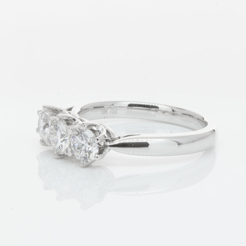 18ct White Gold 1.01ct Diamond Trilogy Ring-Ring-Walker & Hall