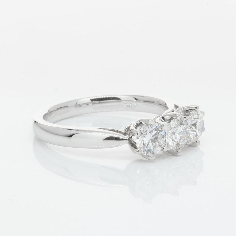 18ct White Gold 1.01ct Diamond Trilogy Ring-Ring-Walker & Hall