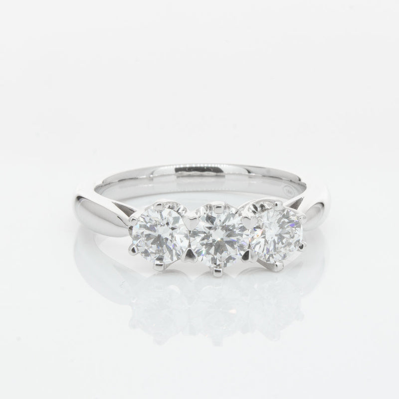 18ct White Gold 1.01ct Diamond Trilogy Ring-Ring-Walker & Hall
