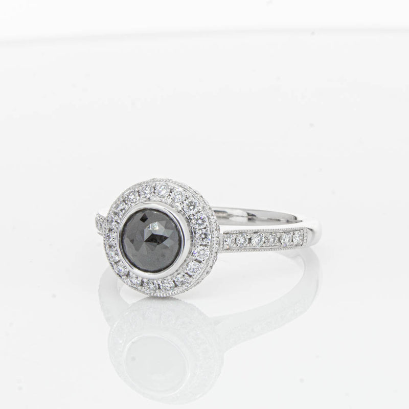 Platinum Black Diamond Ring-Ring-Walker & Hall