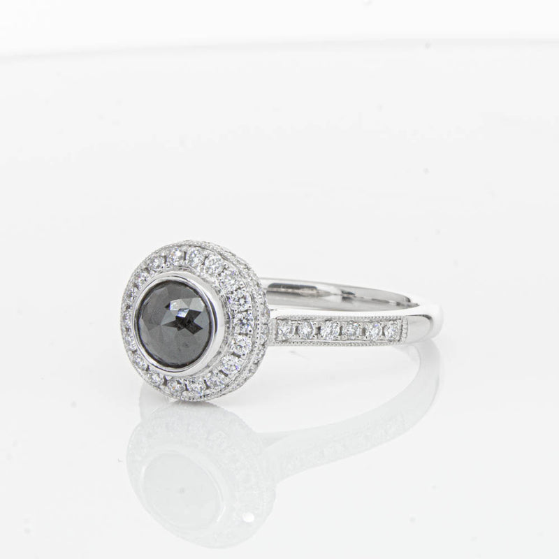 Platinum Black Diamond Ring-Ring-Walker & Hall