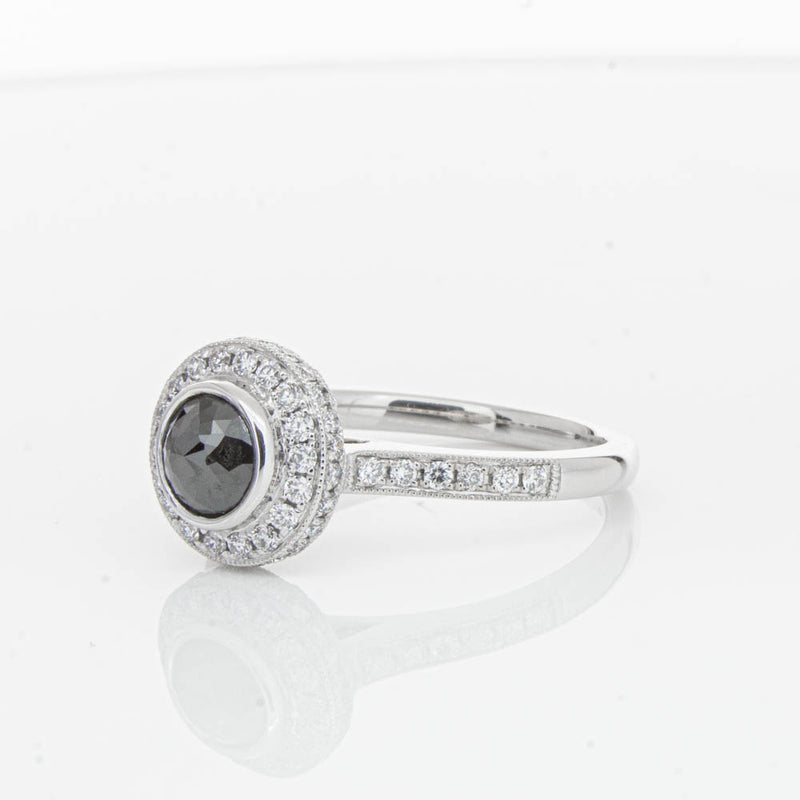 Platinum Black Diamond Ring-Ring-Walker & Hall