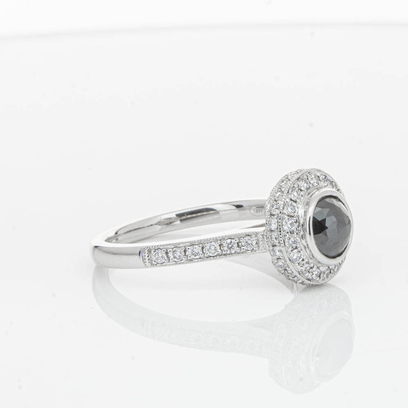 Platinum Black Diamond Ring-Ring-Walker & Hall