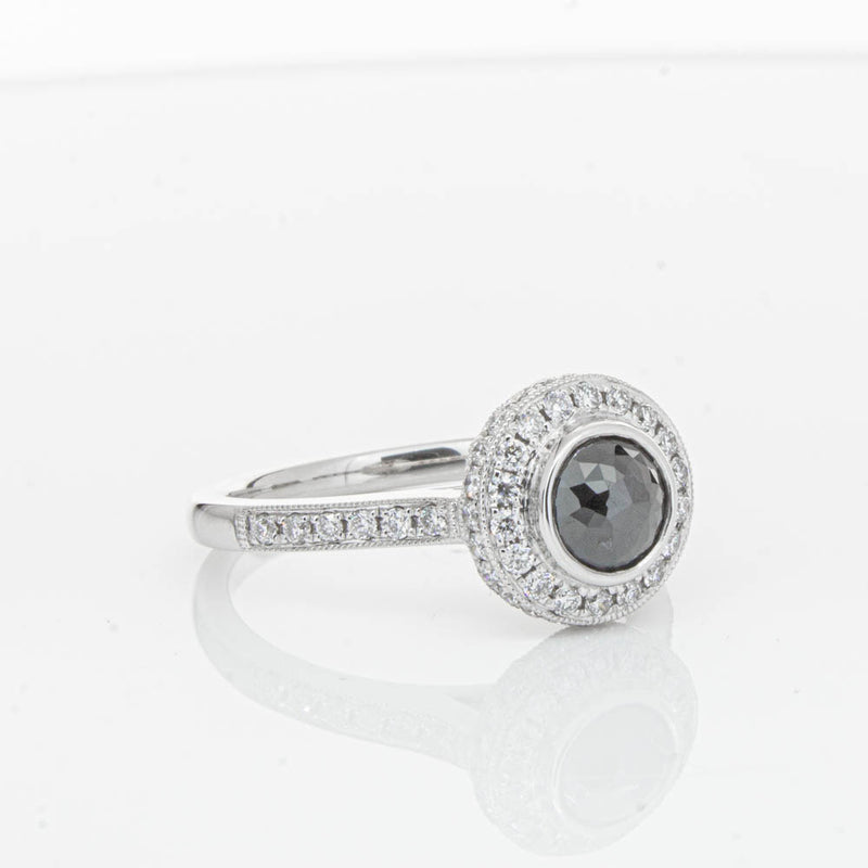 Platinum Black Diamond Ring-Ring-Walker & Hall