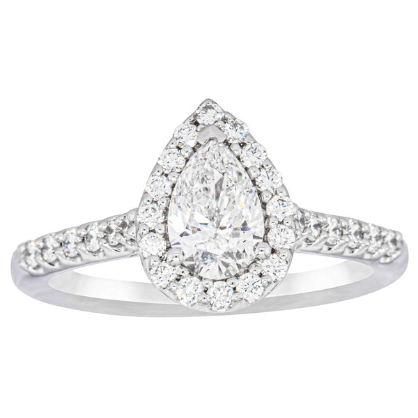 18ct White Gold .70ct Pear Diamond Ring - Walker & Hall