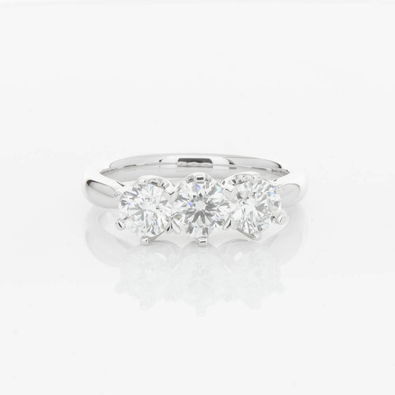 18ct White Gold 1.24ct Diamond Trilogy Ring-Ring-Walker & Hall