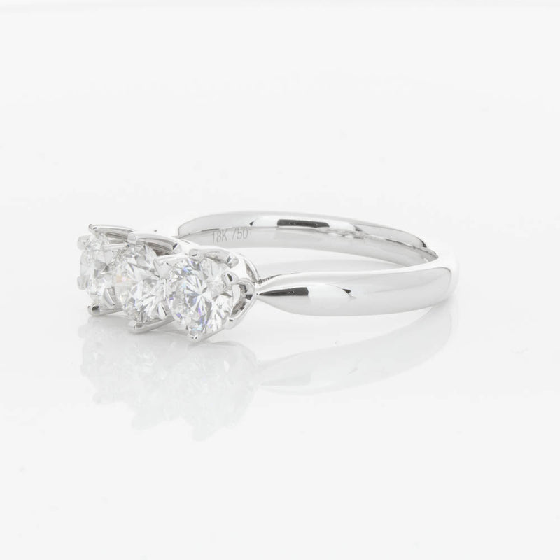 18ct White Gold 1.24ct Diamond Trilogy Ring-Ring-Walker & Hall