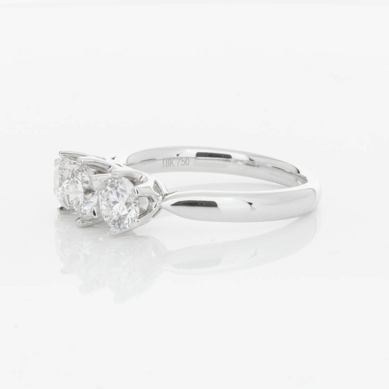 18ct White Gold 1.24ct Diamond Trilogy Ring-Ring-Walker & Hall