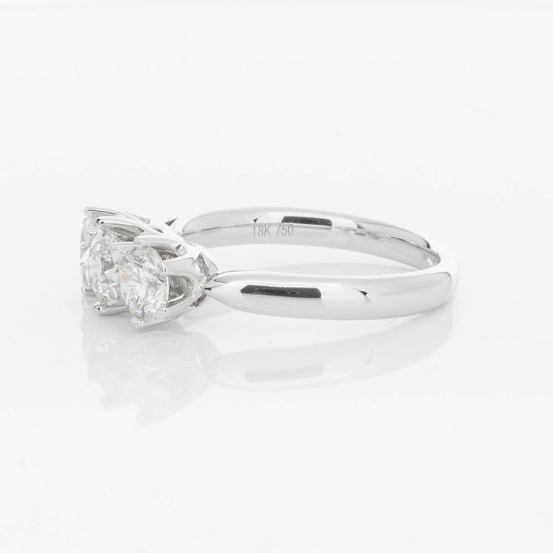 18ct White Gold 1.24ct Diamond Trilogy Ring-Ring-Walker & Hall