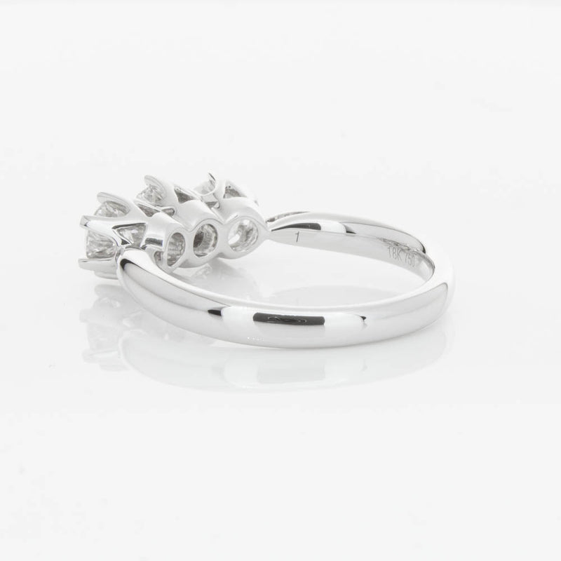 18ct White Gold 1.24ct Diamond Trilogy Ring-Ring-Walker & Hall