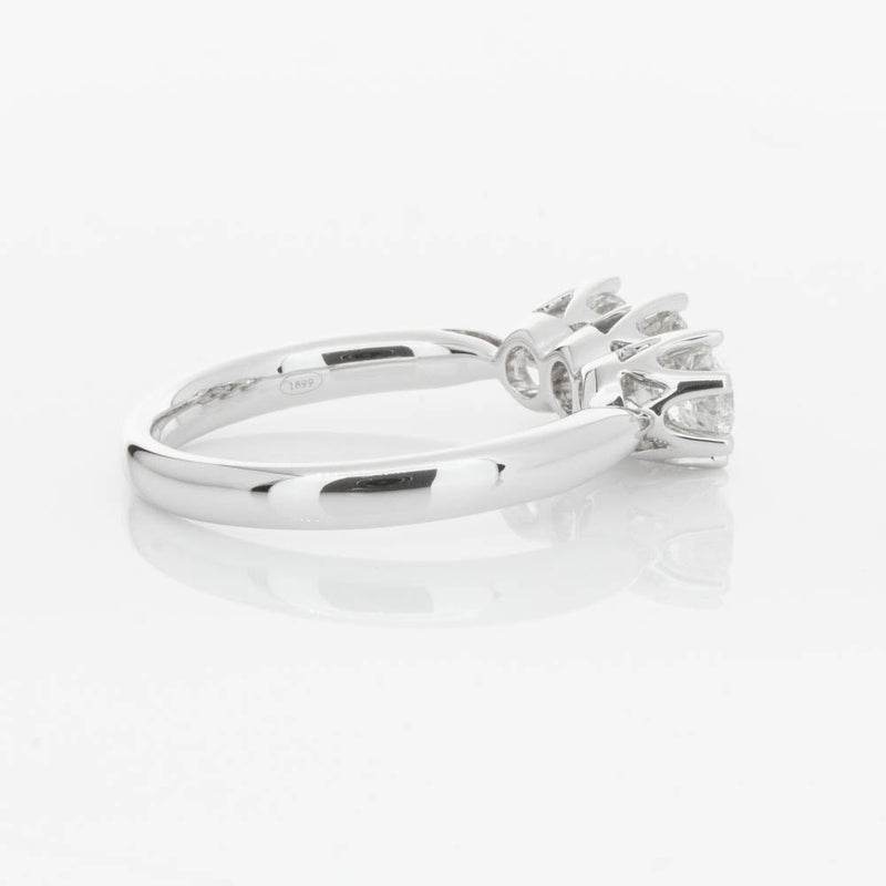 18ct White Gold 1.24ct Diamond Trilogy Ring-Ring-Walker & Hall