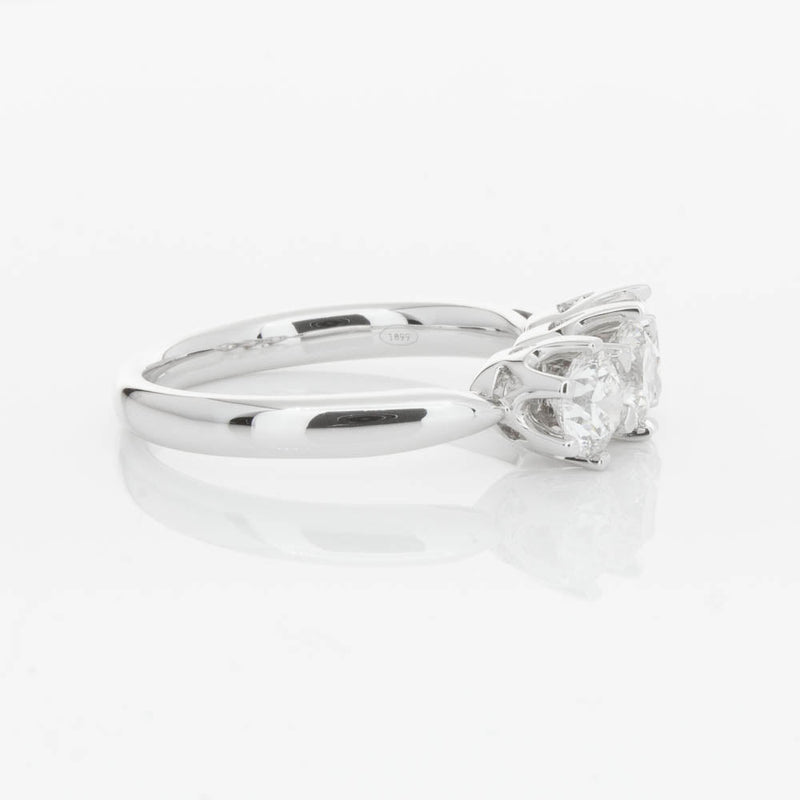 18ct White Gold 1.24ct Diamond Trilogy Ring-Ring-Walker & Hall